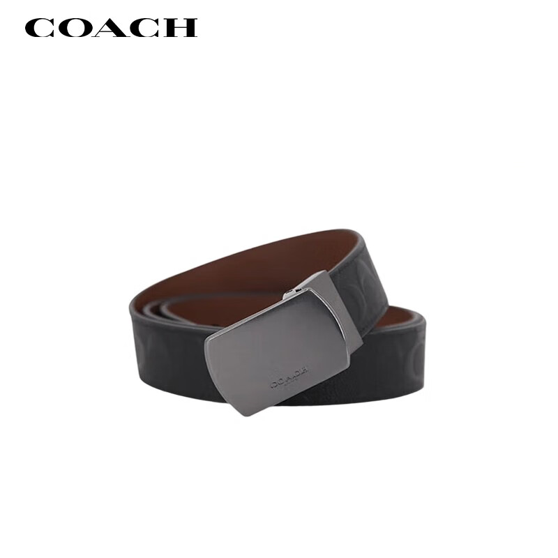 COACH Men's Wide Leather Belt - Black and Brown