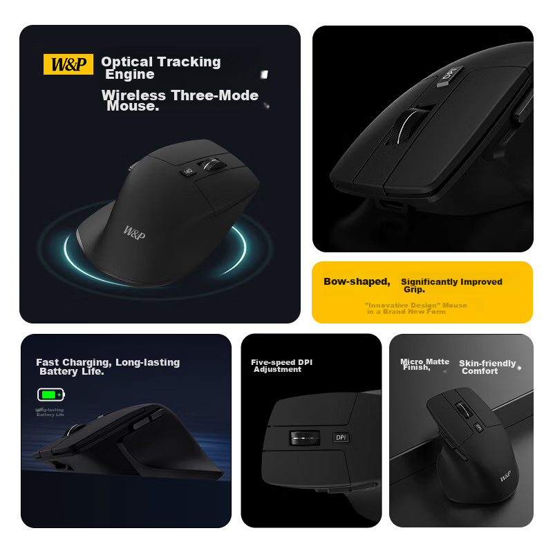 W&P Wireless Silent Ergonomic Mouse