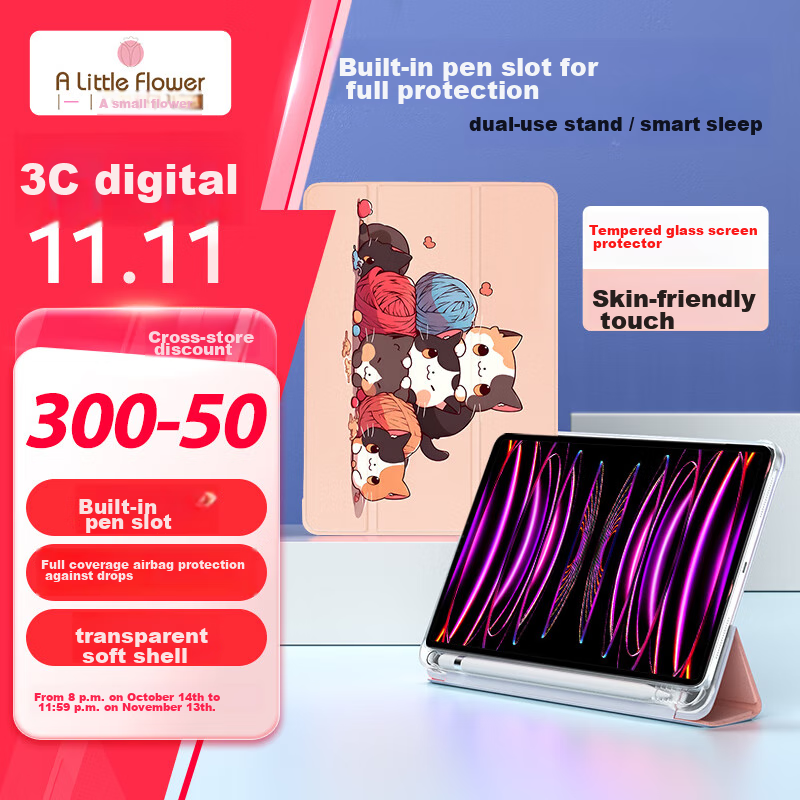 ALittleFlower iPad 9.7 Case with Cat Design and Stand