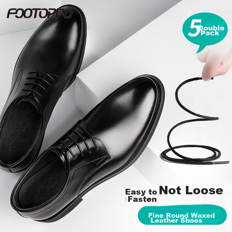 FOOTOPPO Black Leather Shoe Laces for Men