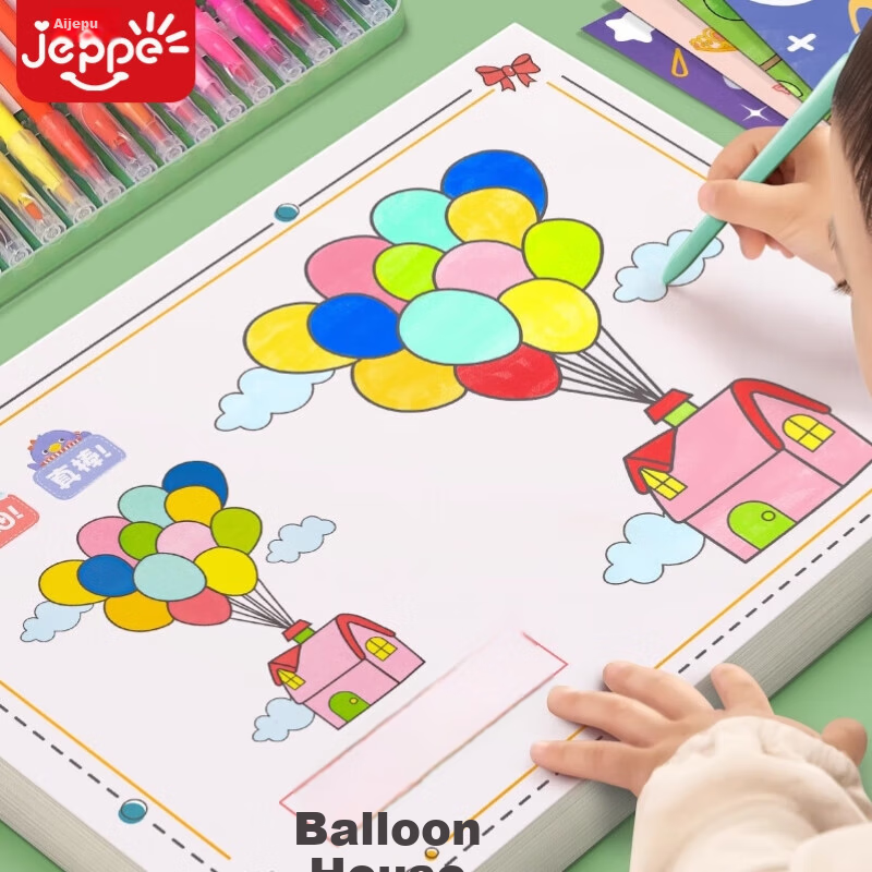 JEPPE Kids Creative Coloring Book with 12 Pens