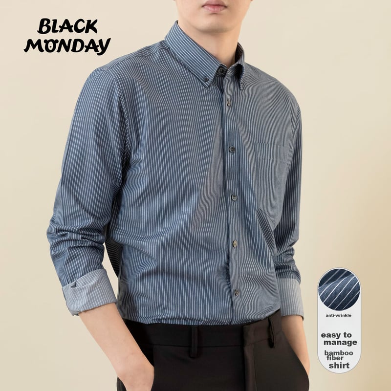 BLACKMONDAY Striped Shirt for Men - Easy-Care