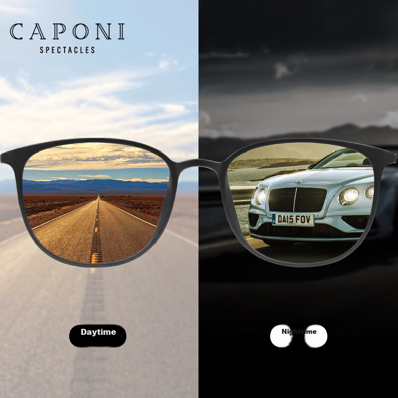 CAPONI Ultra-Light Night Vision Glasses, Photochromic Polarized, Day and Night Dual-Use