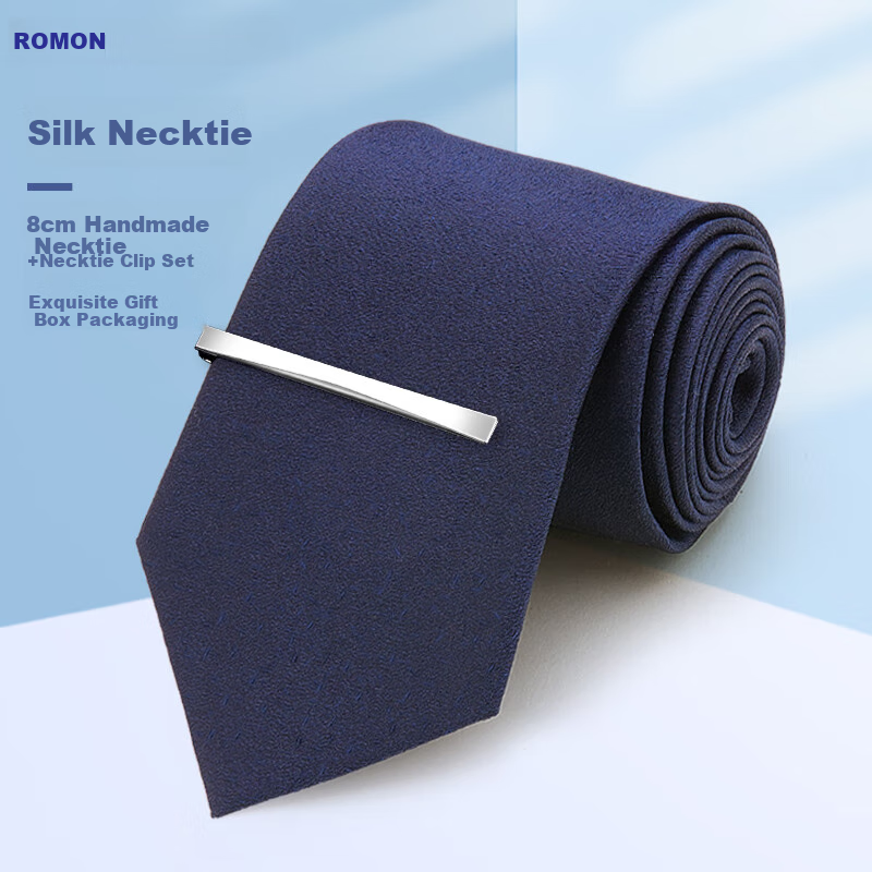 Luomeng Men's Silk Tie with Clip