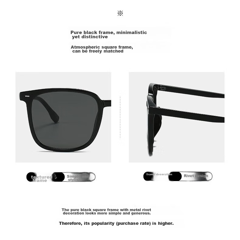 Sheniao Korean G19 Sunglasses - Black Frame with Black and Gray Lenses