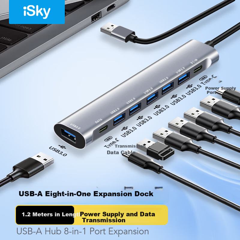 Isky USB Hub Expansion Dock - 8 Ports USB 3.0