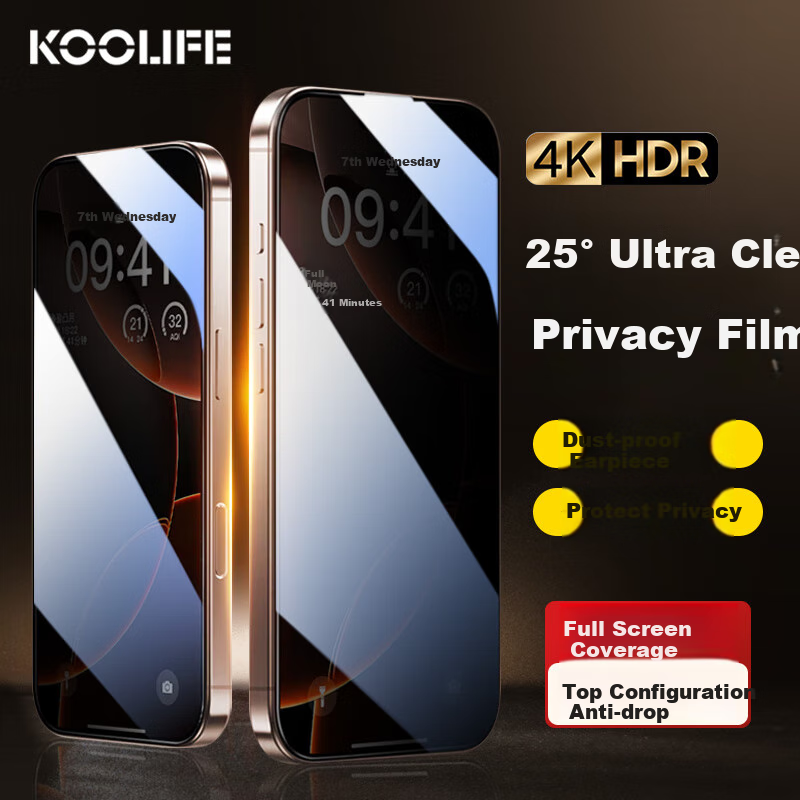 KOOLIFE Privacy Screen Protector for iPhone 16 Plus