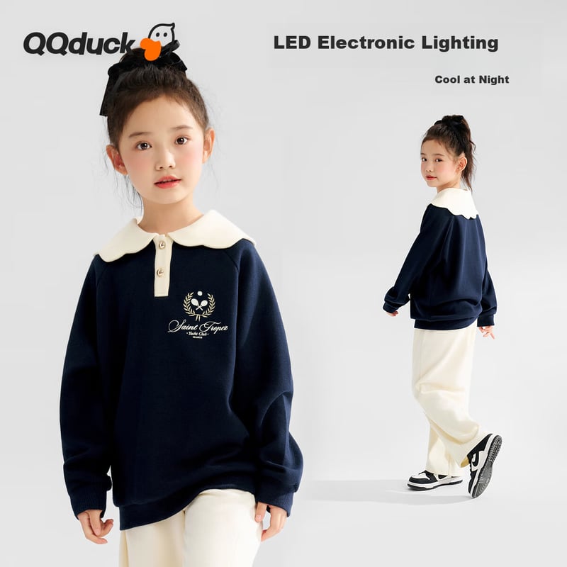 QQ DUCK Girls' Petal Collar Sweatshirt