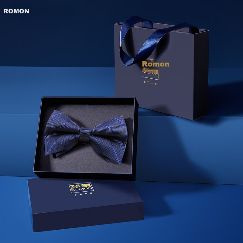 Luomeng Men's Double-Layer Gray Bow Tie Gift Set