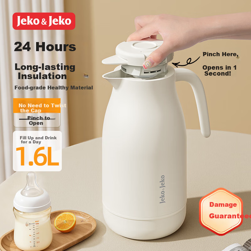 JEKO&JEKO Insulated Glass Thermos - 1.6L