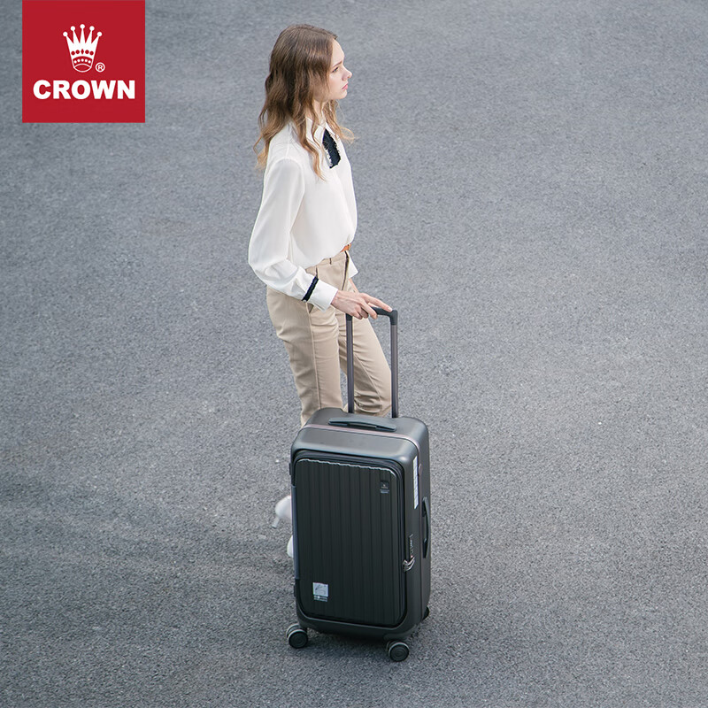 CROWN Side-Opening Aluminum Frame Suitcase