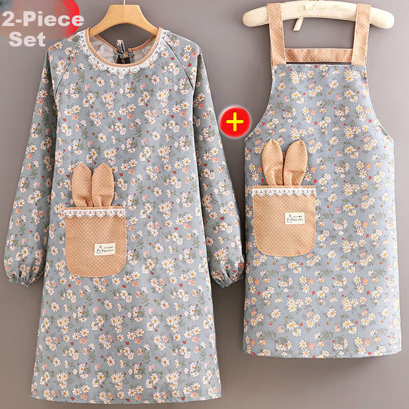 MENGTING Waterproof Floral Cooking Apron Set