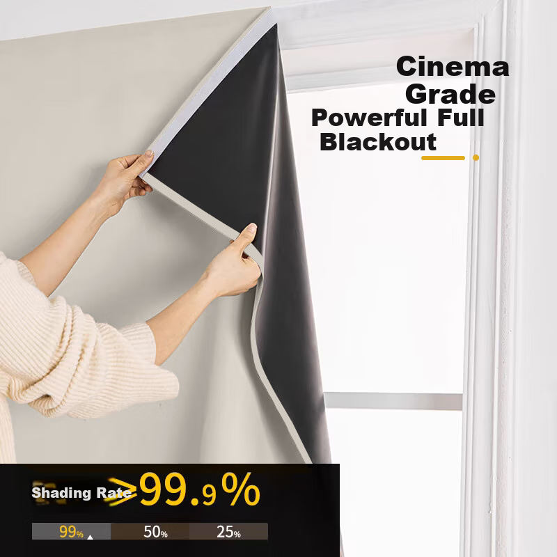 JUEMING No-Drill Magic Tape Blackout Curtains