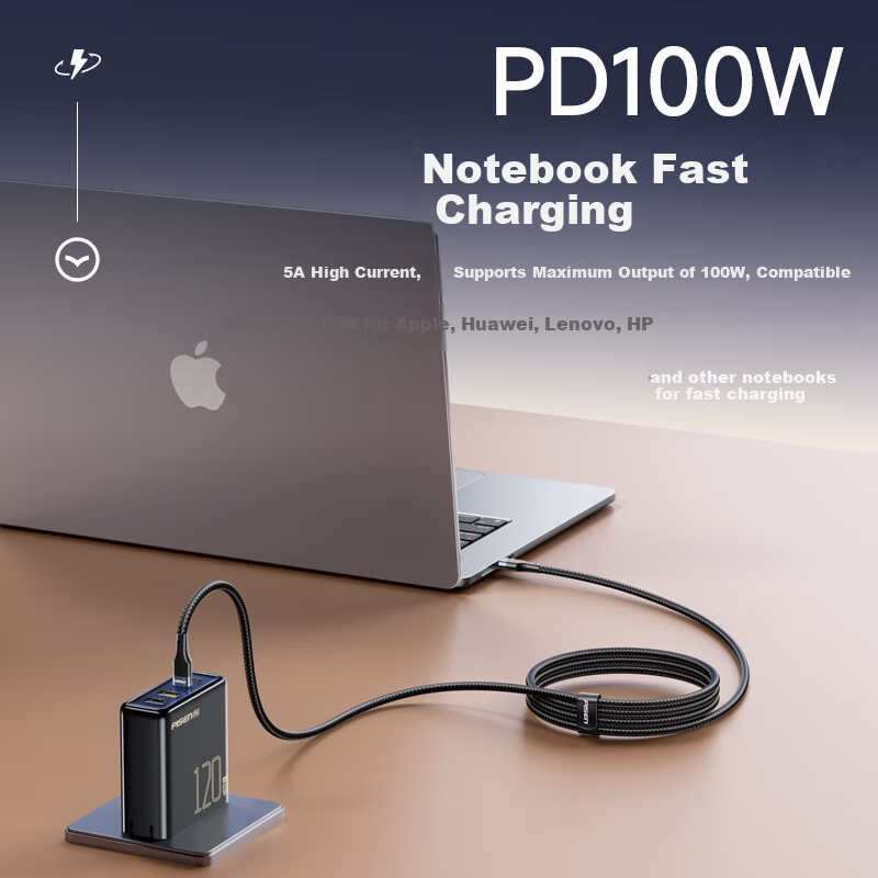 PISEN Dual-Head Type-C PD100W Fast Charging Cable for Apple 15-17