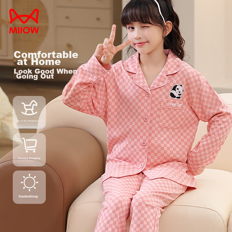 MiiOW Kids Pajamas - Girls' Cardigan Long-Sleeve Set