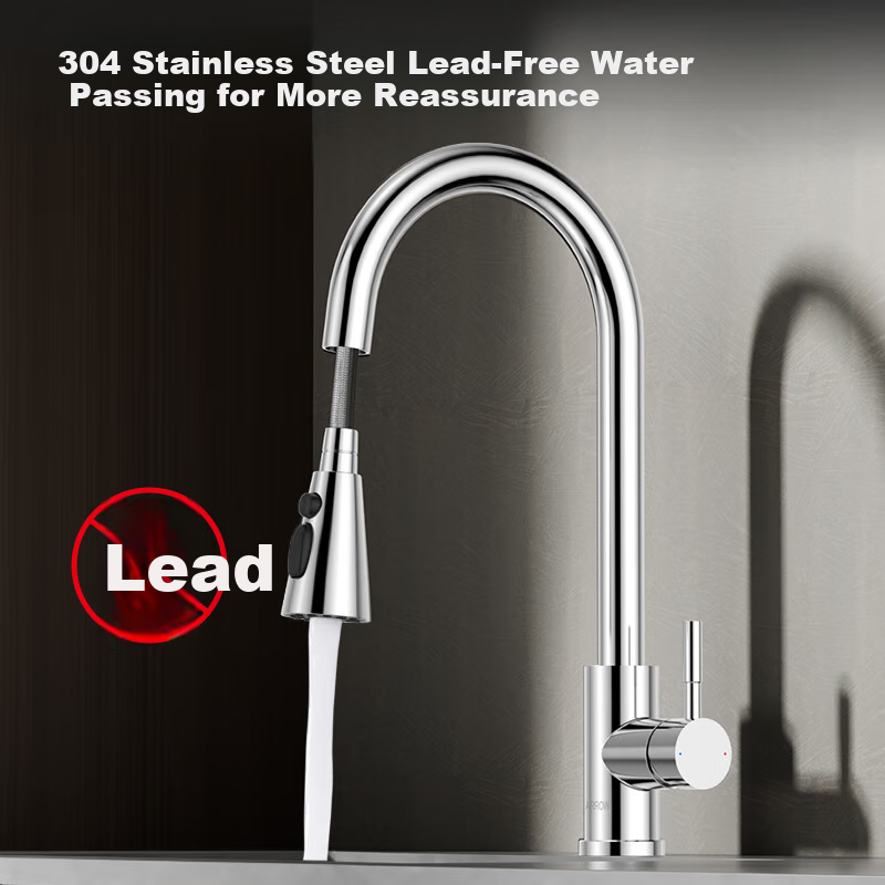 ARROW 304 Stainless Steel 3-Function Pull-Out Kitchen Faucet