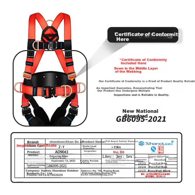 Shanduoao Full Body Safety Harness with 5 Points