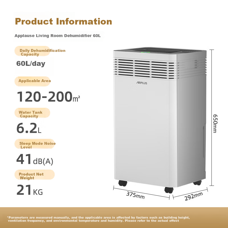 AIRPLUS Quiet Dehumidifier - 60L/day for Large Spaces