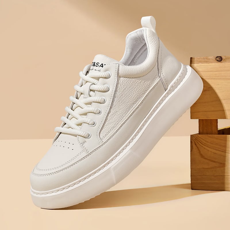 St&Sat Men's Retro White Sneakers