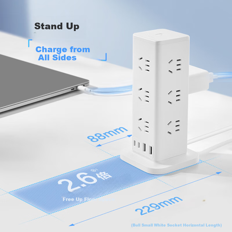 BULL Vertical USB Surge Protector Power Strip