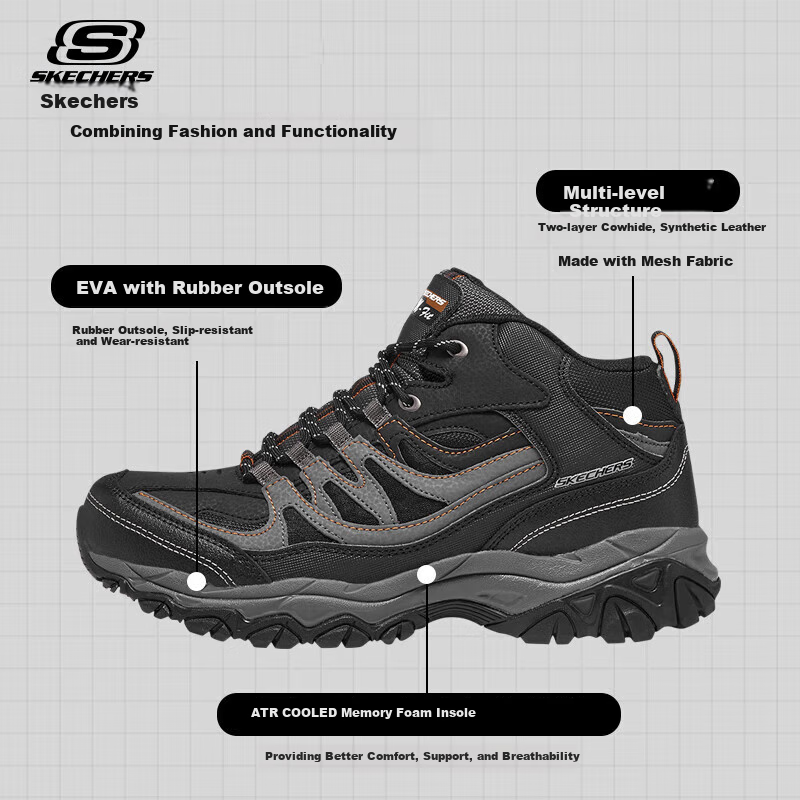Skechers Men's Hiking Shoes - Durable Casual Sneakers