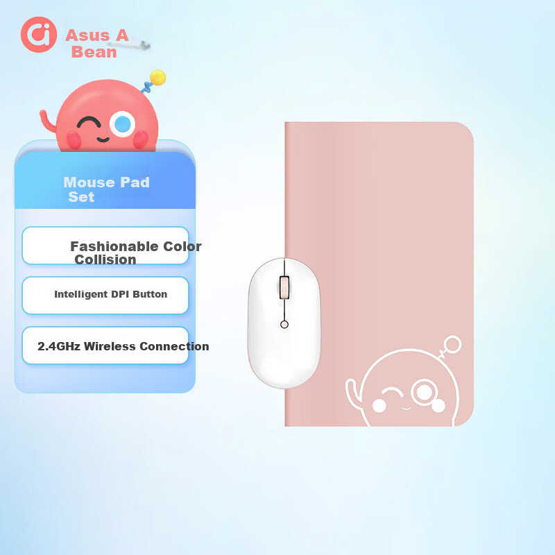 ASUS Aod Wireless Mouse with Pink Gold Pad Set