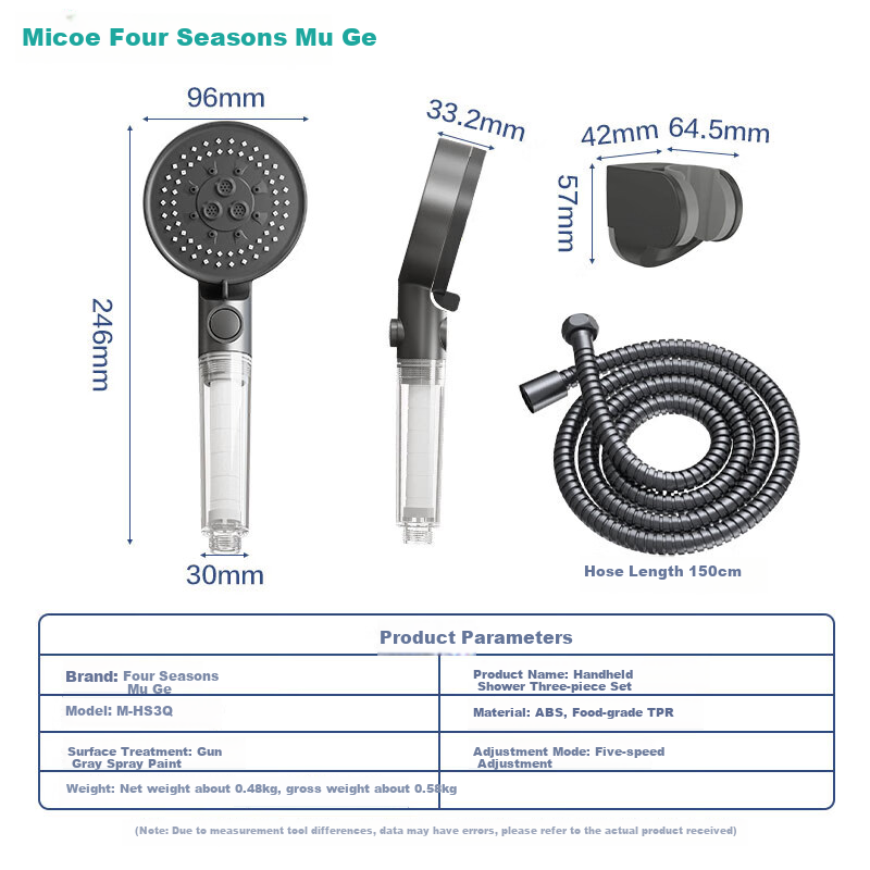 MICOE High-Pressure Handheld Shower Head with Gray Filter