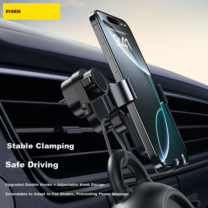 Pisen Car Phone Holder - Metal Gravity Bracket for Air Vent