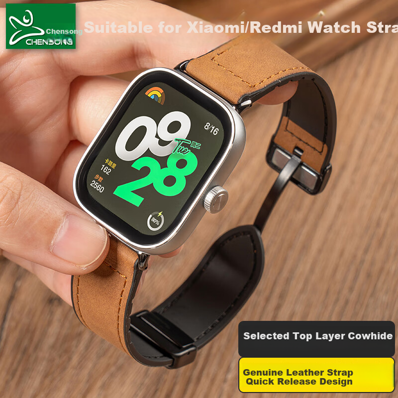 CHENSONG Leather Strap for Xiaomi Mi Band 8 Pro/9 Pro & Redmi Watch 4/5/6