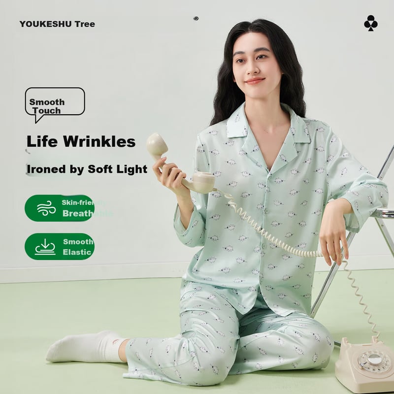 YOUKESHU Soft Striped Cardigan Pajama