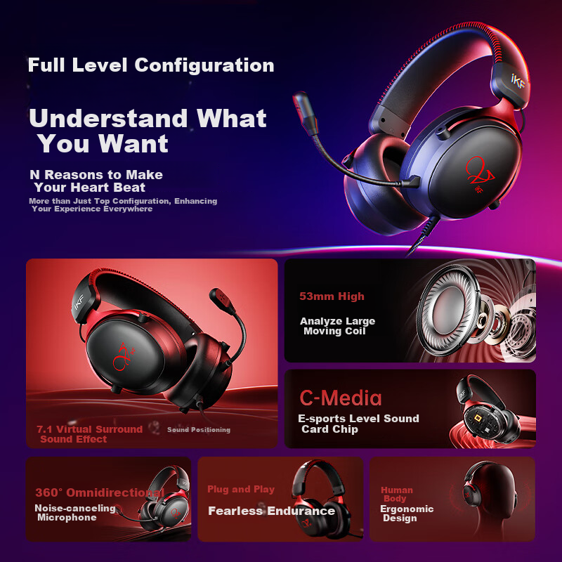 IKF V11 USB Wired Gaming Headset