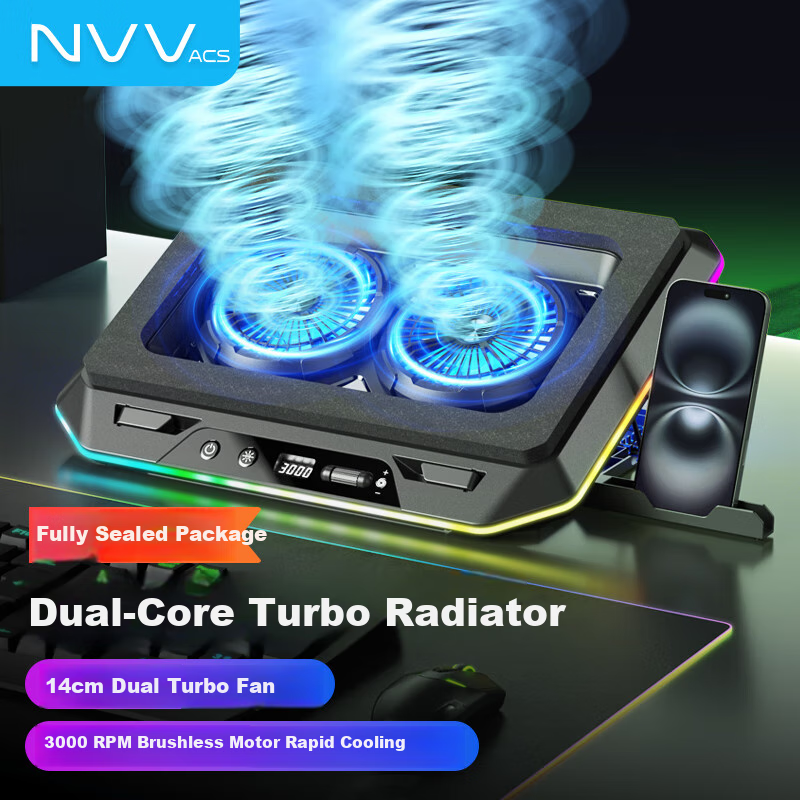 NVV Laptop Cooling Pad - Pressure Wind Cooling for Gaming Laptops