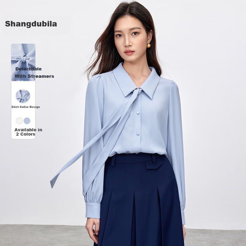 Sentubila Versatile Blue Blouse for Women