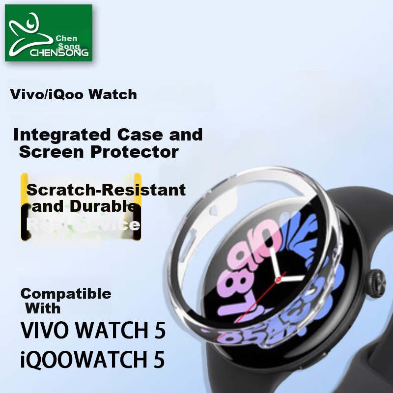 CHENSONG Transparent Shockproof Case + Screen Protector for vivo/iQOO WATCH 5