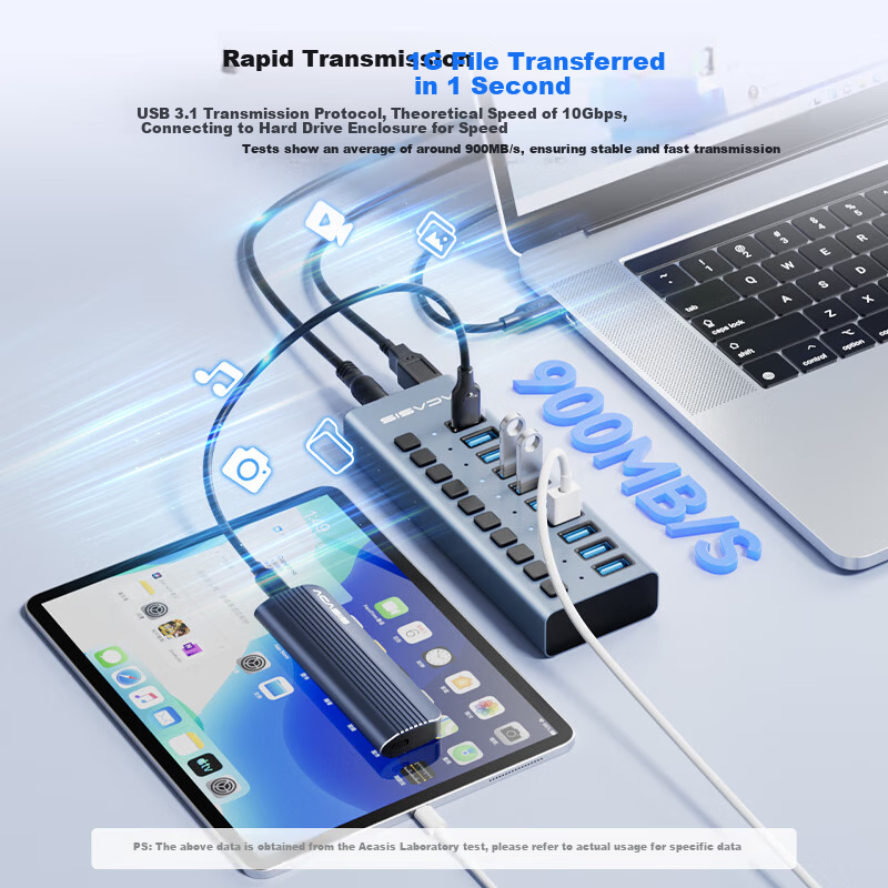 Acasis 10-Port USB 3.1 Expansion Dock with Independent Control