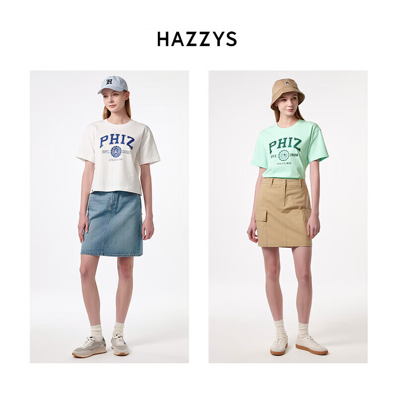 HAZZYS Women's 2025 Summer PHIZ Printed Loose T-Shirt