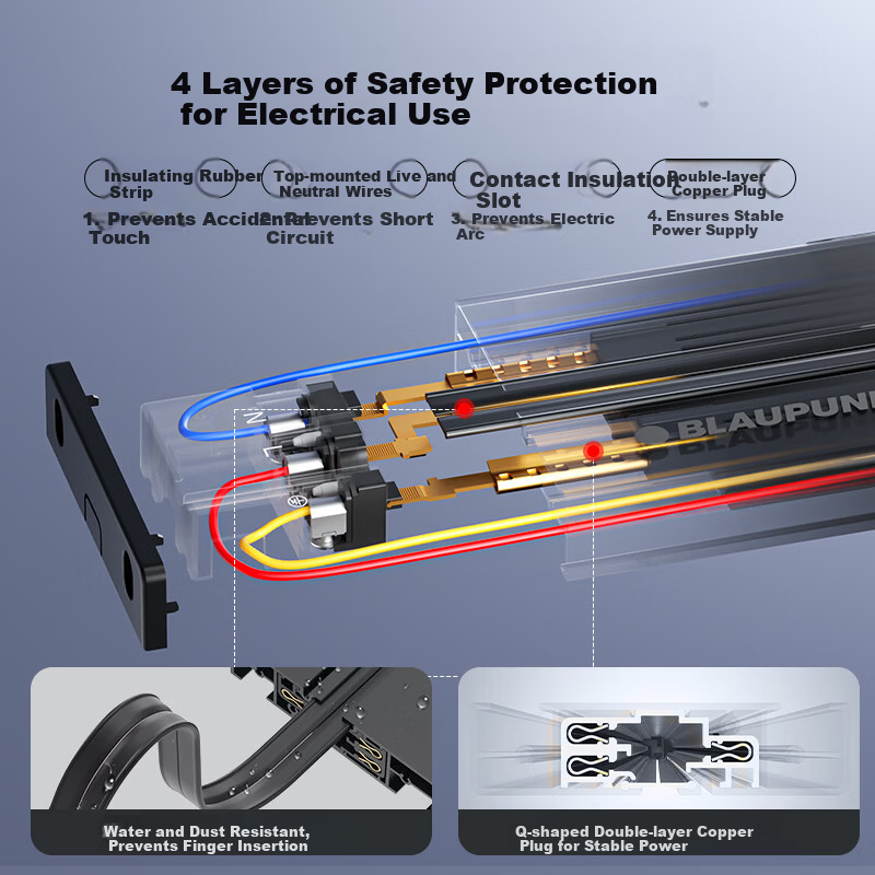 BLAUPUNKT Ultra-Thin Wall Power Strip with 4 Switches
