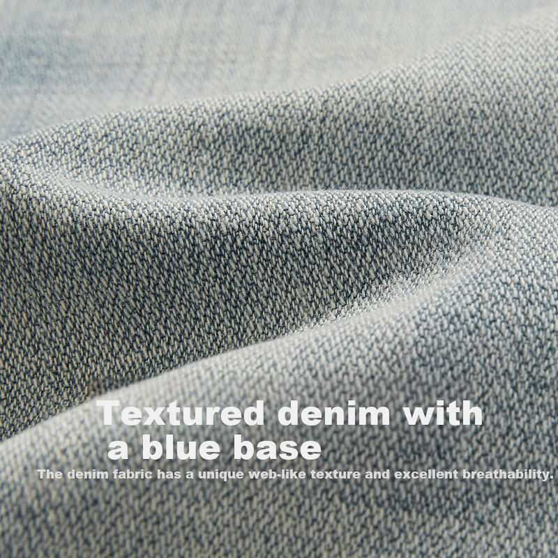 CABBEEN Textured Mesh Blue Denim Men's Jeans
