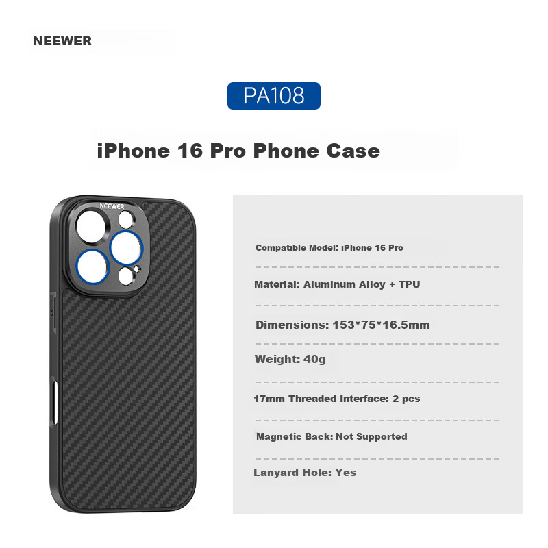 NEEWER Shockproof Lens Protection Case for iPhone 16 Pro
