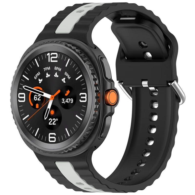 KMaxAI Galaxy Watch8 Silicone Band - Black & Gray