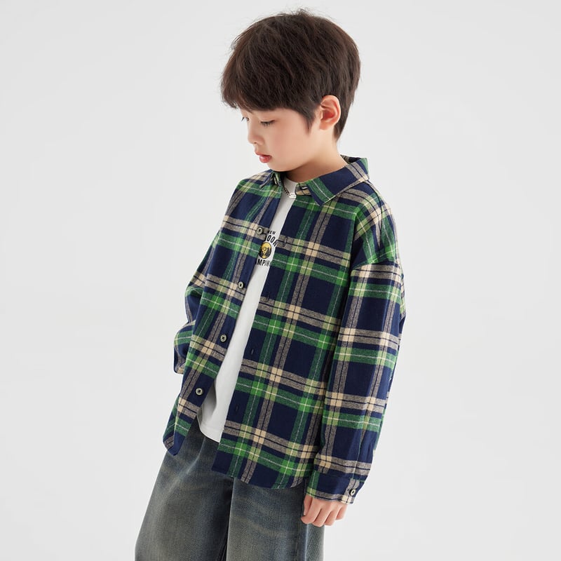 Duoduojia Boys' Retro Lapel Shirt