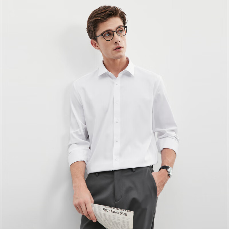 SEPTWOLVES Men's Long Sleeve Business Shirt