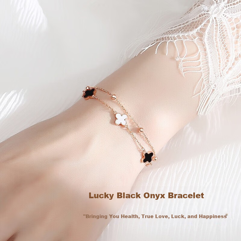 ALLOVE Four-Leaf Clover Sterling Silver Bracelet