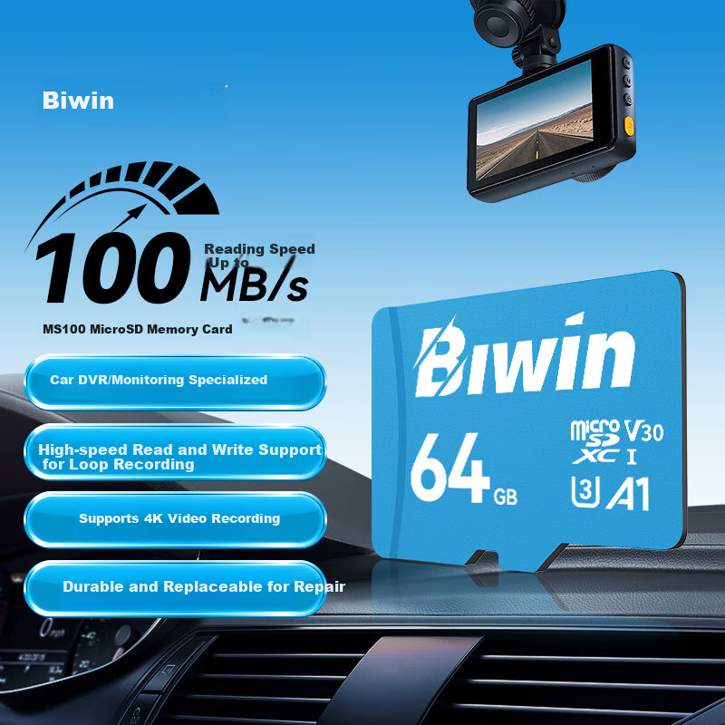 BIWIN 64GB TF MicroSD Card - 100MB/s Read Speed