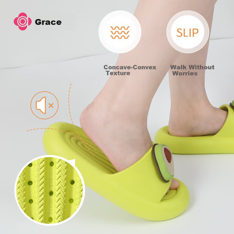 Grace Black Fruit Pattern Non-Slip Slippers