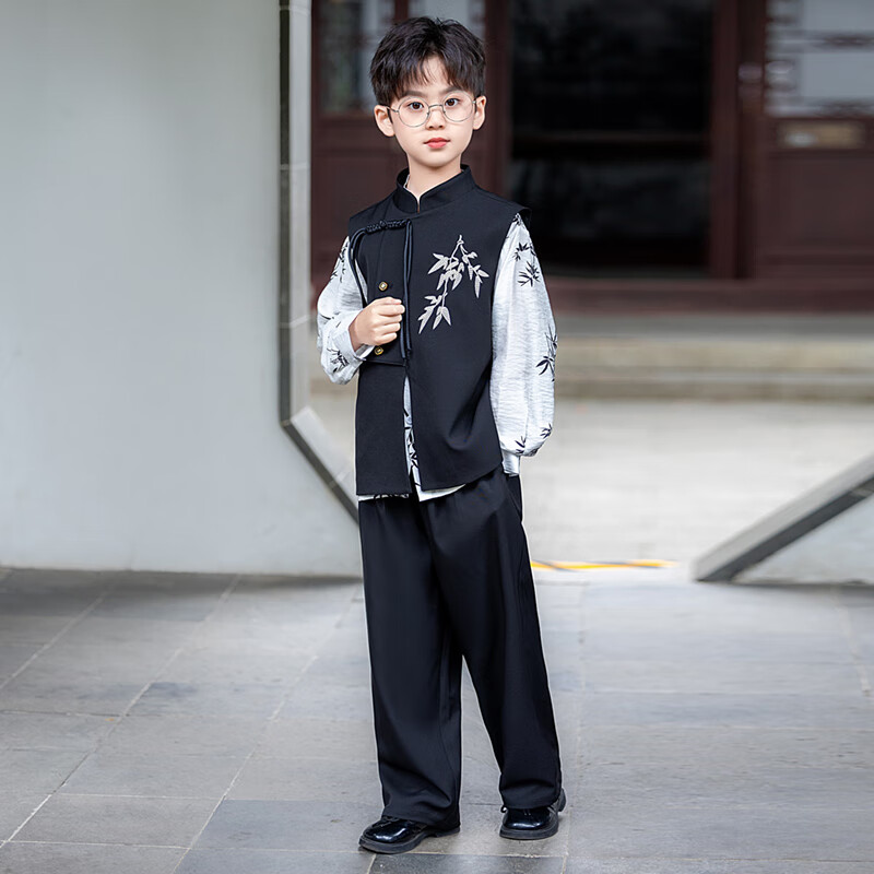 LUOBOBEIBEI Boys' New Chinese Style Vest Set