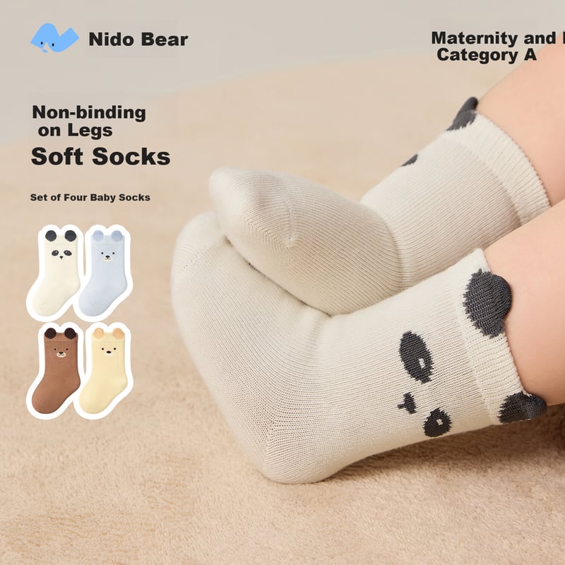 Nido Bear Baby Socks - Cute Cotton Socks for Newborns