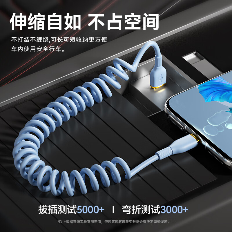 Zitai Fast Charging Cable for iPhone 14/13, PD20W Car Spring Retractable
