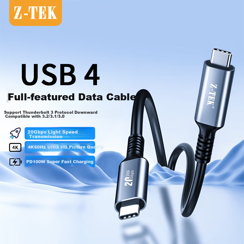 Z-TEK USB4 Type-C Full-Function PD100W Charging Cable