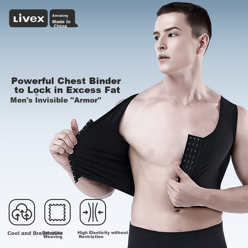 Livex Men's Chest Binder Vest - Invisible Compression